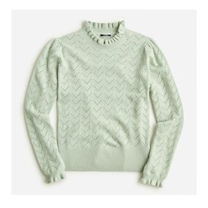NWT J.CREW Cashmere pointelle mockneck sweater in Light Sage